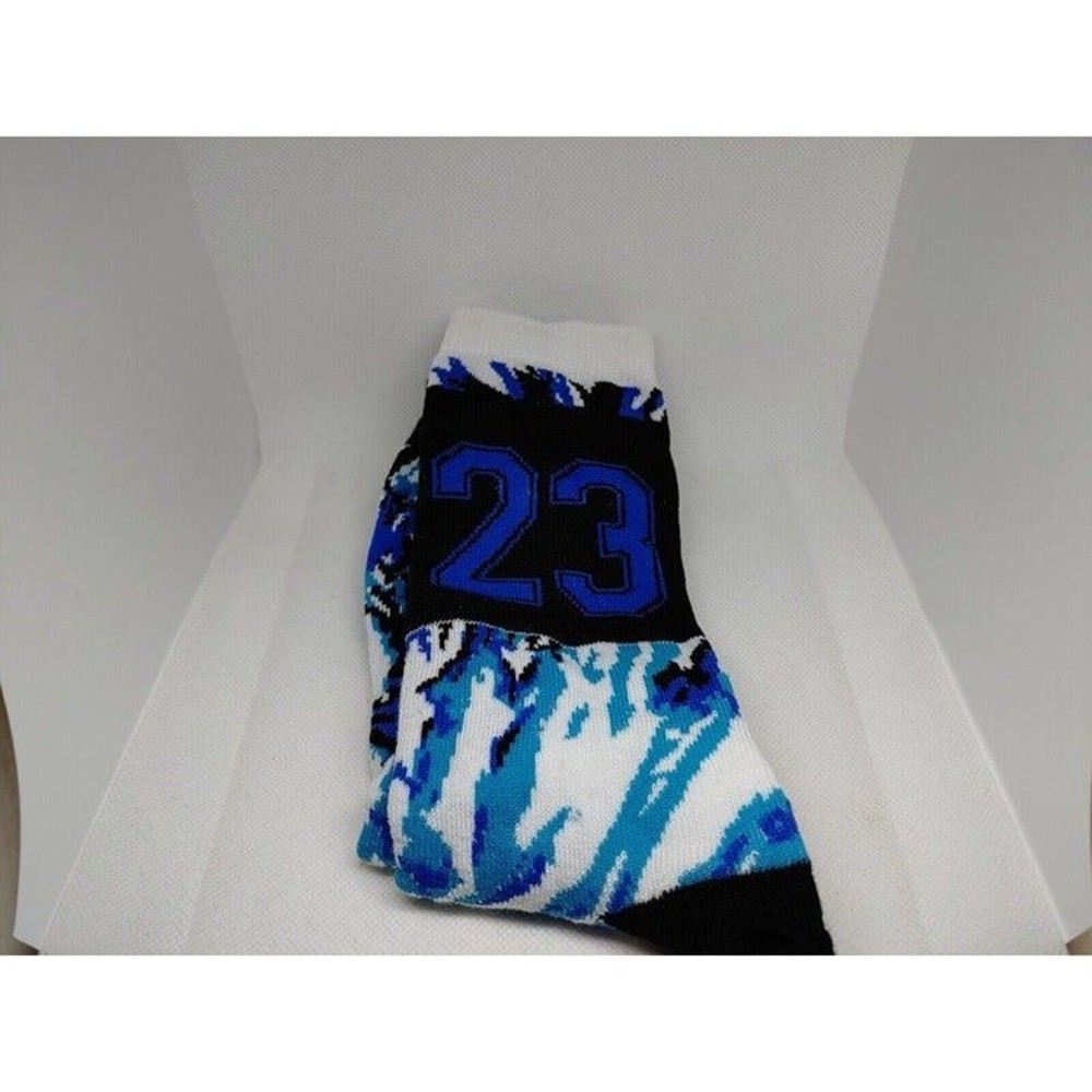Graffiti Art Printed Crew Socks Number 23. Blue , white, multicolor